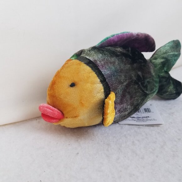 Fish Russ Berrie PUCKERS #6852 Bean Bag Plush Multicolor 10" march 20 1997 birth - Picture 4 of 13